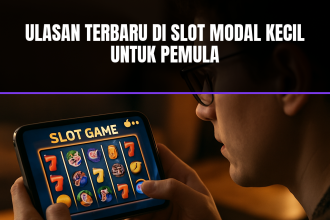 Orang bermain slot modal kecil di perangkat seluler.